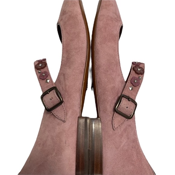 COACH Dusty Rose Flower Stud Suede Leather Mary Jane Flats Size 5.5 NWOB - Picture 10 of 13